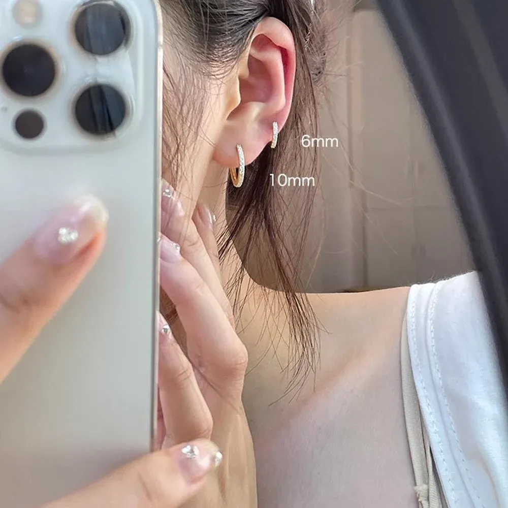 7sizes Hoop Earring Silver Zirconia Ear Huggie Hoop Cartilage Piercing view 14