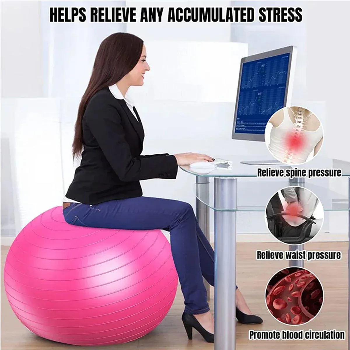 Explosion-Proof Thickened Inflatable Yoga Ball Massage Fitness Stability Ball view 8
