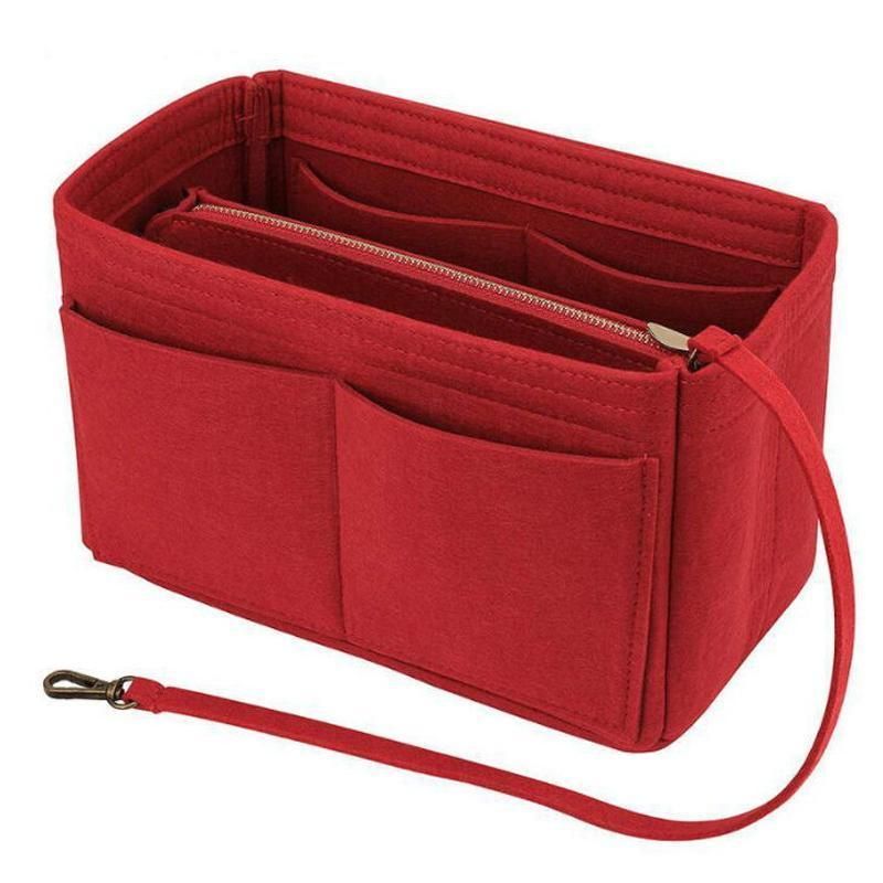 Felt Handbag Organizer Insert with Multiple Pockets for Tote and Purse - Red — image 1