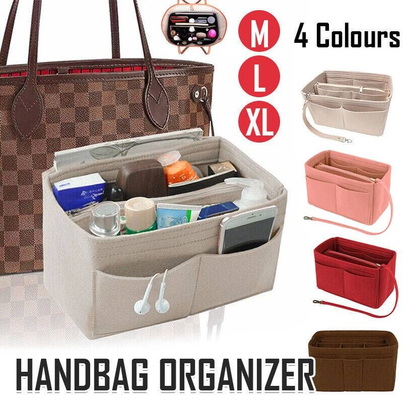Felt Handbag Organizer Insert with Multiple Pockets for Tote and Purse - Red view 2