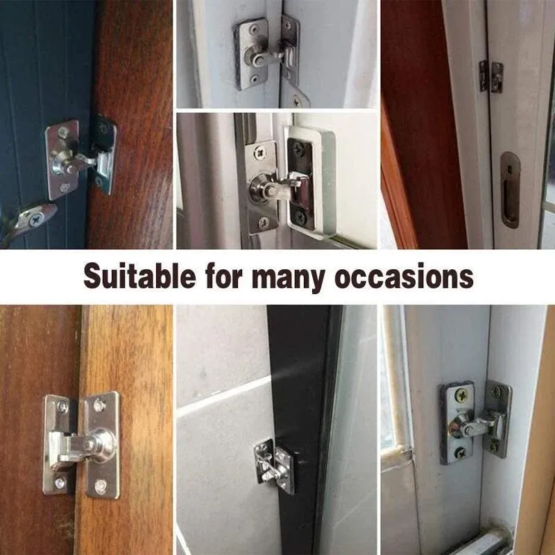 90 Degree Sliding Door Lock Hasp - Stainless Steel Corner Latch - Silver-2PCS view 6