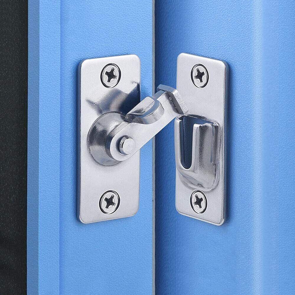90 Degree Sliding Door Lock Hasp - Stainless Steel Corner Latch - Silver-2PCS view 11