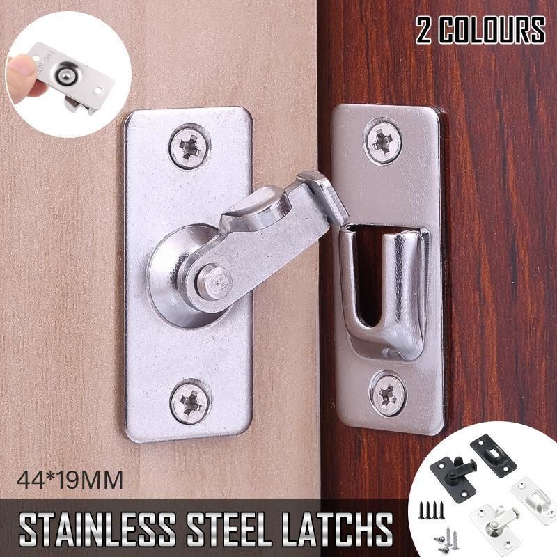 90 Degree Sliding Door Lock Hasp - Stainless Steel Corner Latch - Silver-2PCS view 13