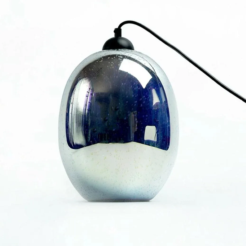 Moravian Glass Oval Pendant Light - Chrome view 2