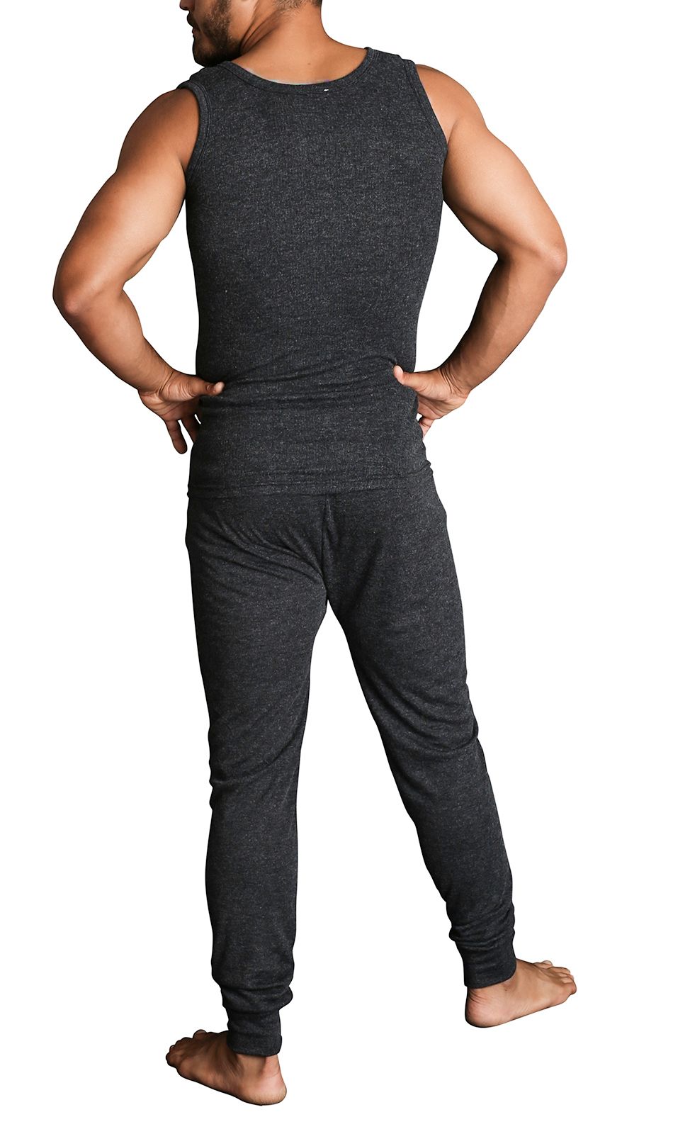 2pcs Set Mens Merino Wool Blend Thermal Singlet Top & Pants Underwear Thermals view 5