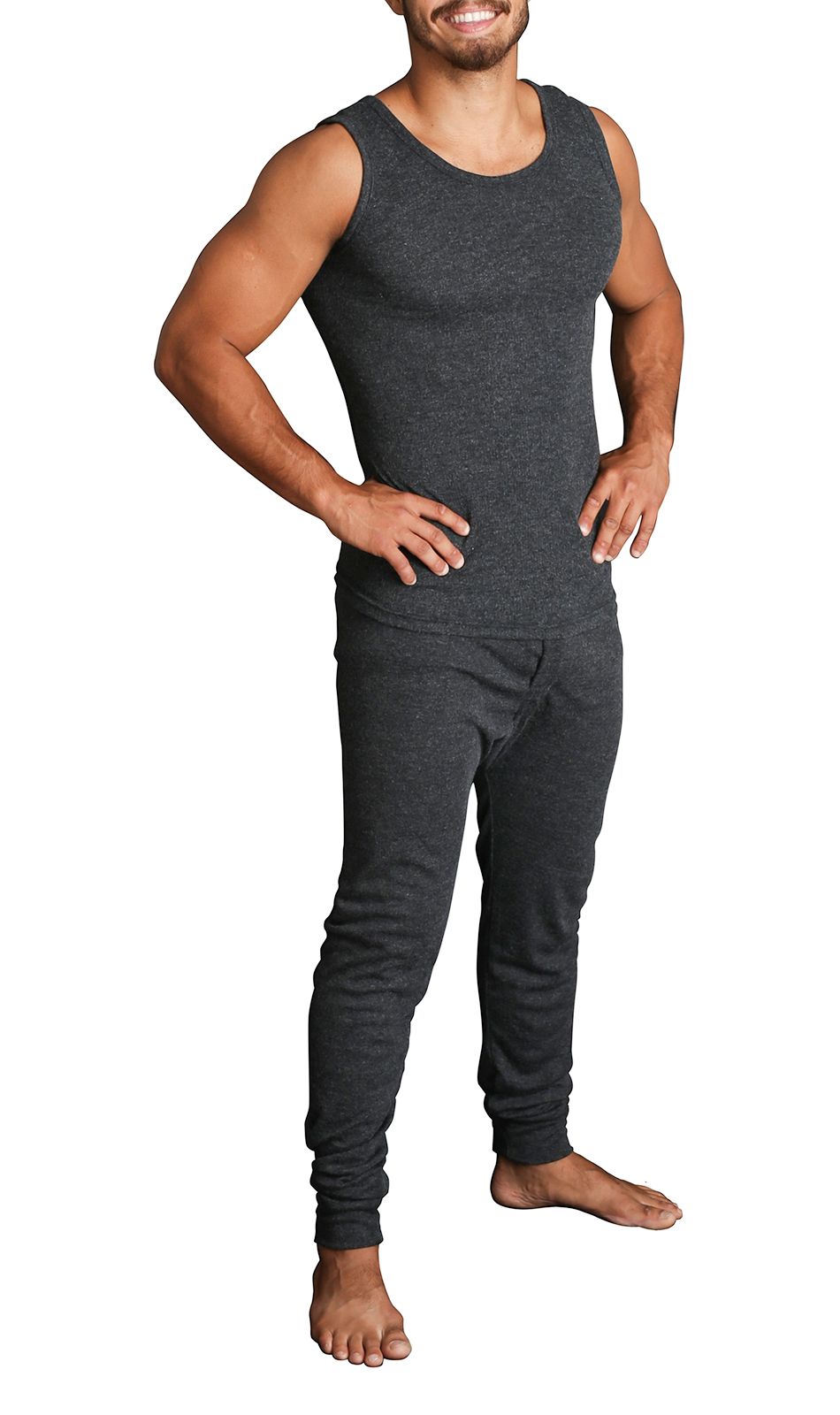 2pcs Set Mens Merino Wool Blend Thermal Singlet Top & Pants Underwear Thermals view 7