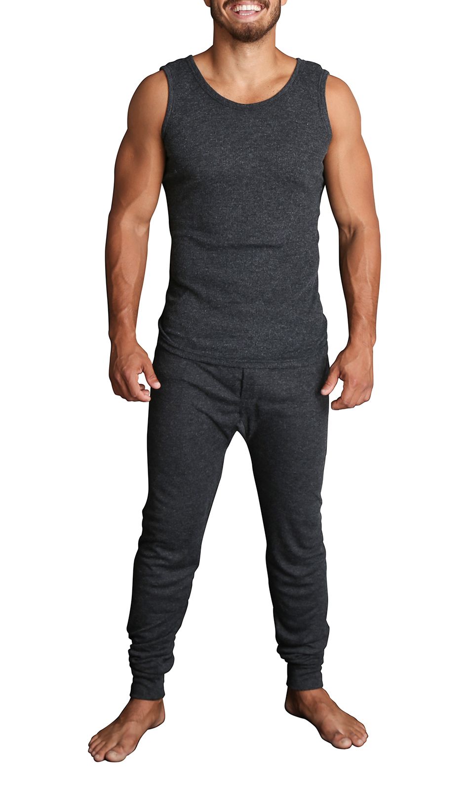 2pcs Set Mens Merino Wool Blend Thermal Singlet Top & Pants Underwear Thermals view 9