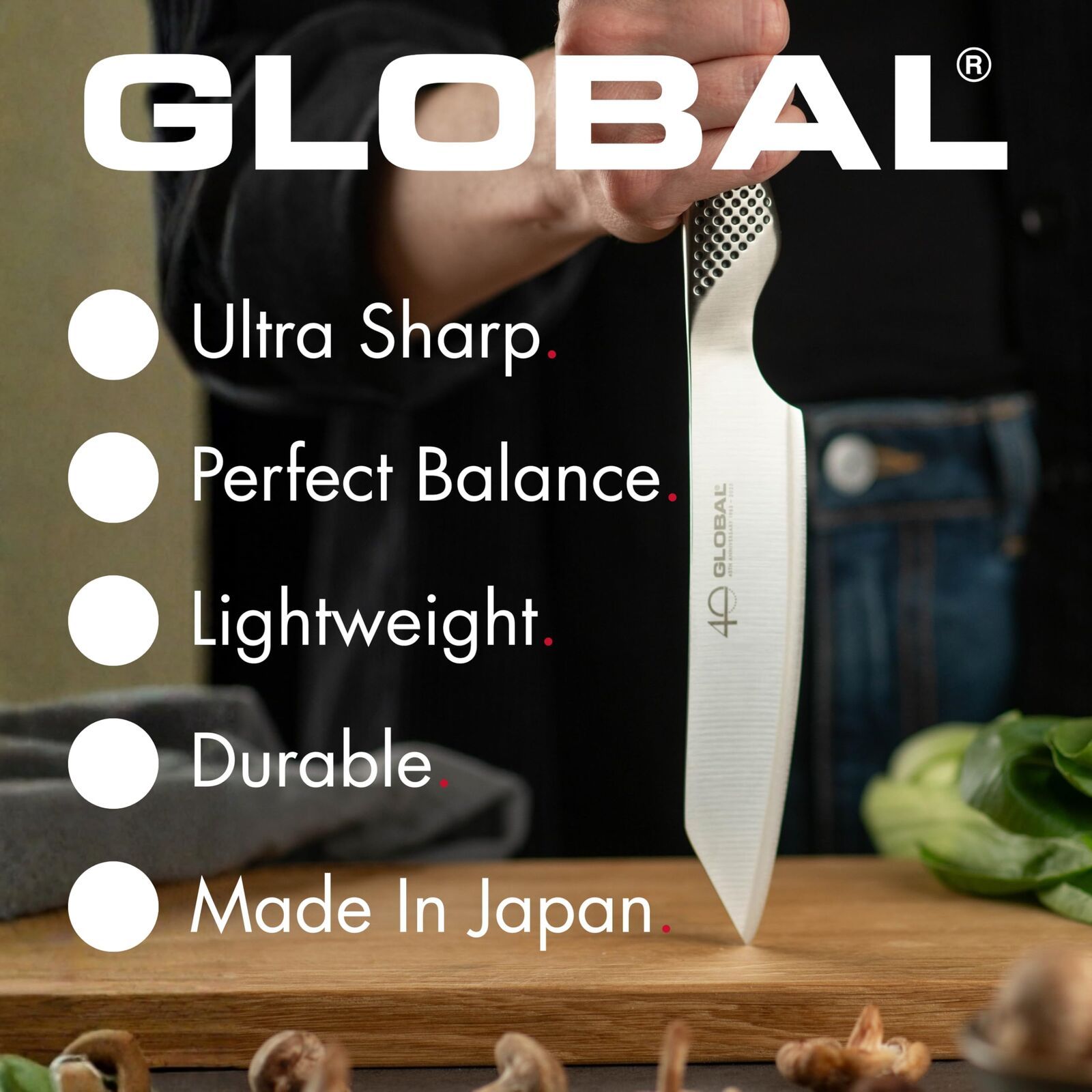 Global 40th Anniversary Kiritsuke Knife 15cm in Stainless Steel view 7