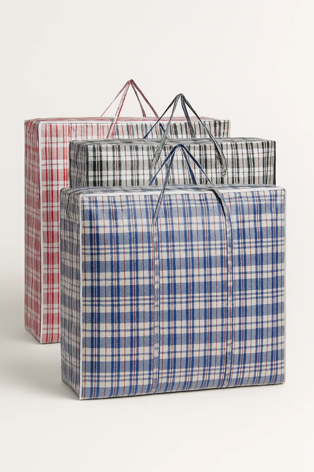1x Large Stripe Bag Packing Storage Strip Zip Shopping Travel Check House