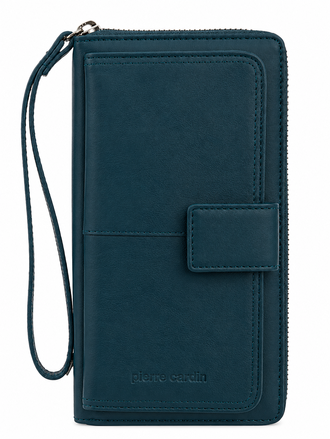 Pierre Cardin Womens Leather Zip Around Wallet RFID Blocking w/ Wristlet in Navy view 3