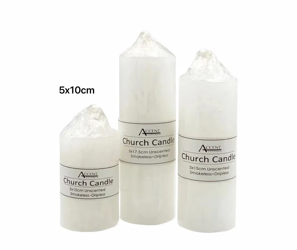 bulk 36 Unscented White Church Candle 150G 10cm