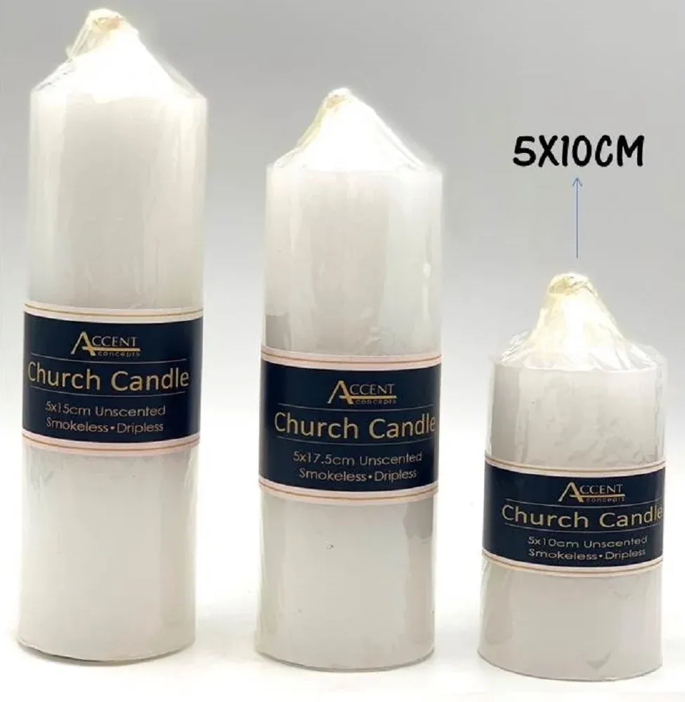 bulk 36 Church Candle 230G White 15cm