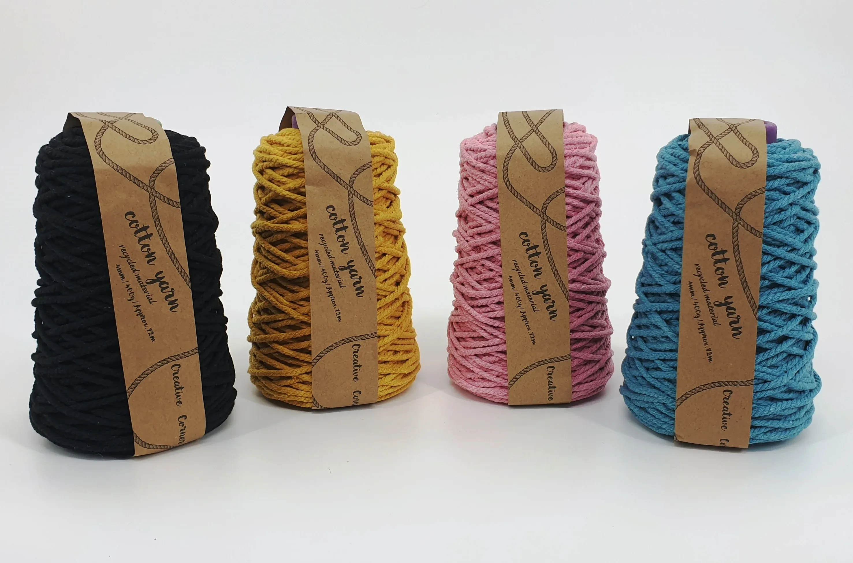 bulk 12 Macrame Cotton Yarn 4mm 400G Assort Colours