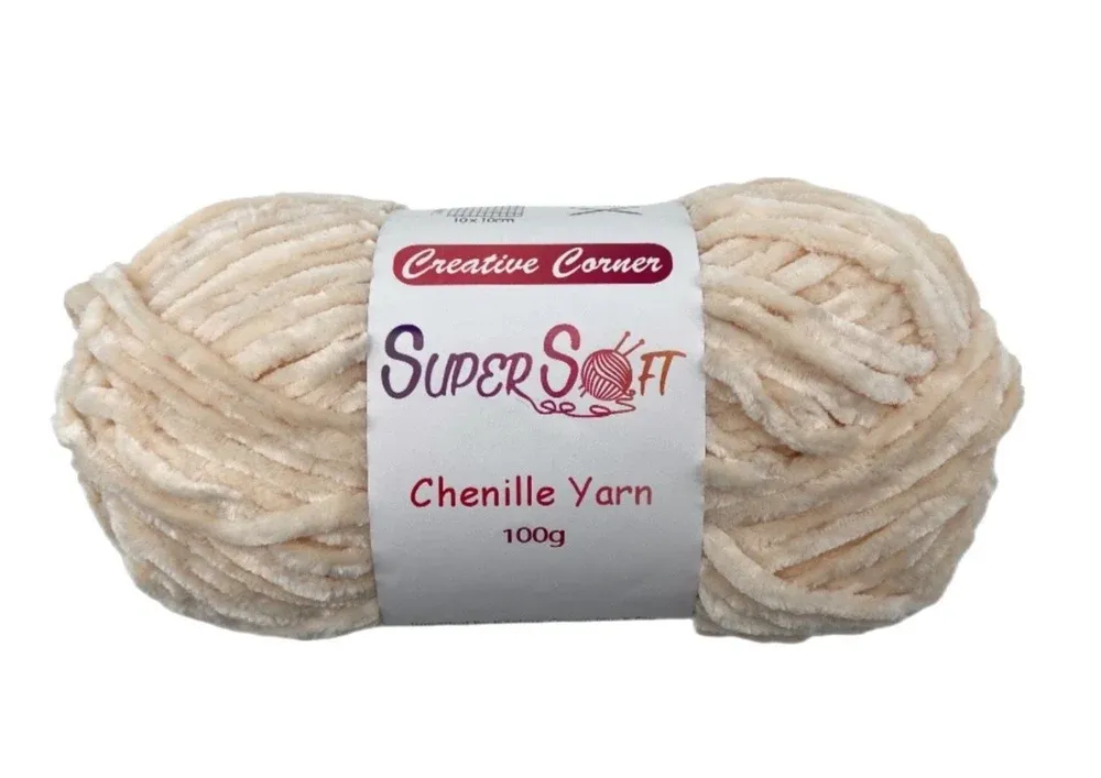 bulk 12 Beige Super Soft Chenille Yarn 100G