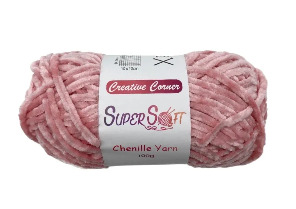 bulk 12 Pink Super Soft Chenille Yarn 100G