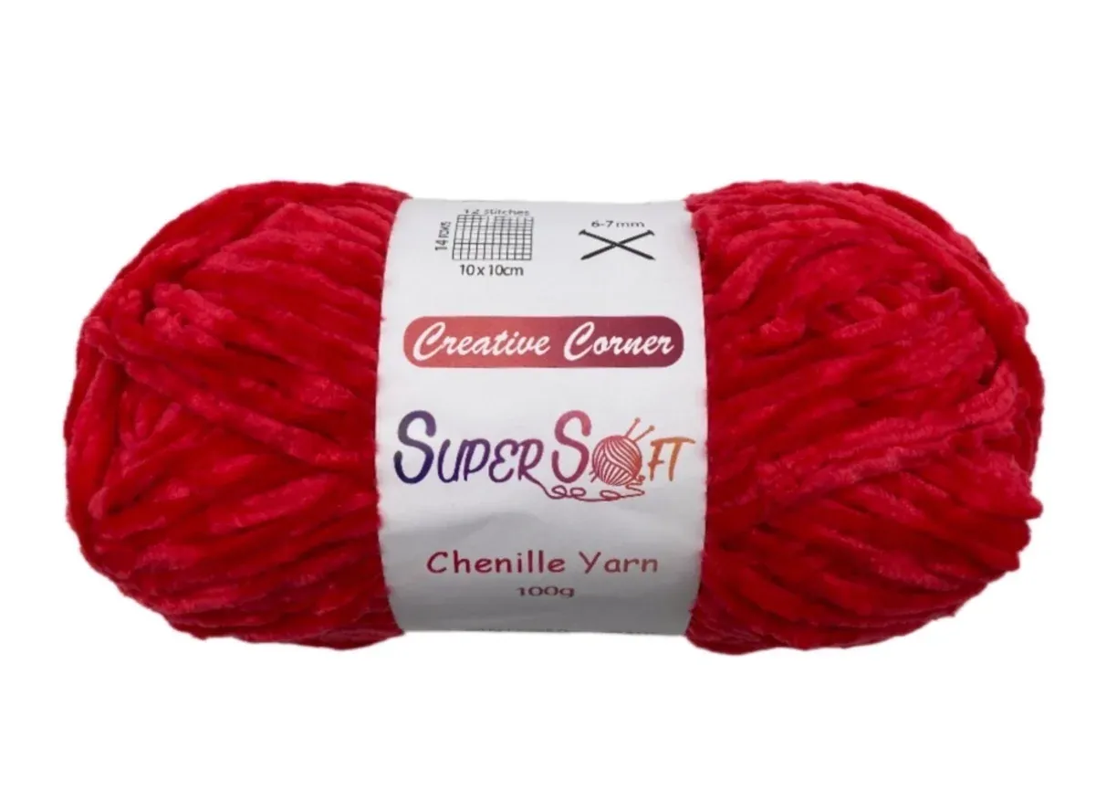 bulk 12 Red Super Soft Chenille Yarn 100G