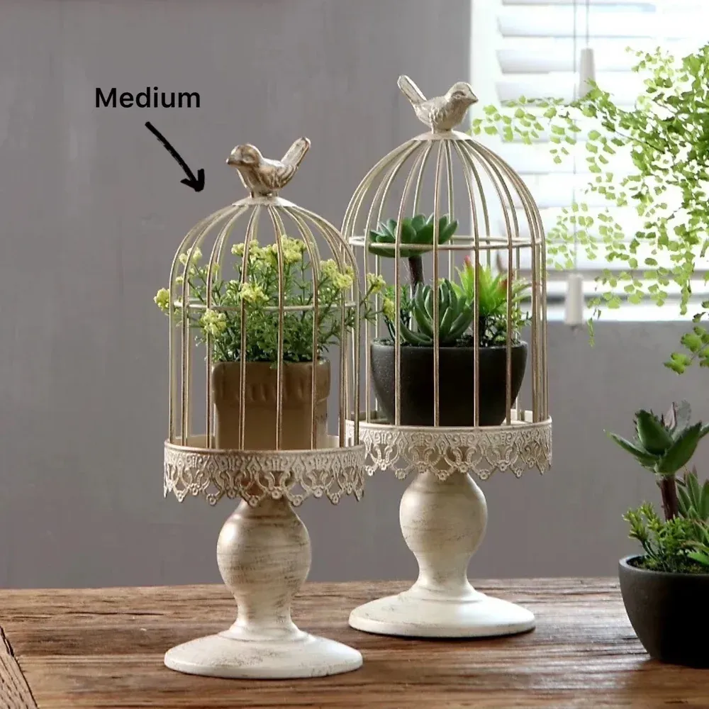 Medium Vintage Metal Birdcage Planter 32cm