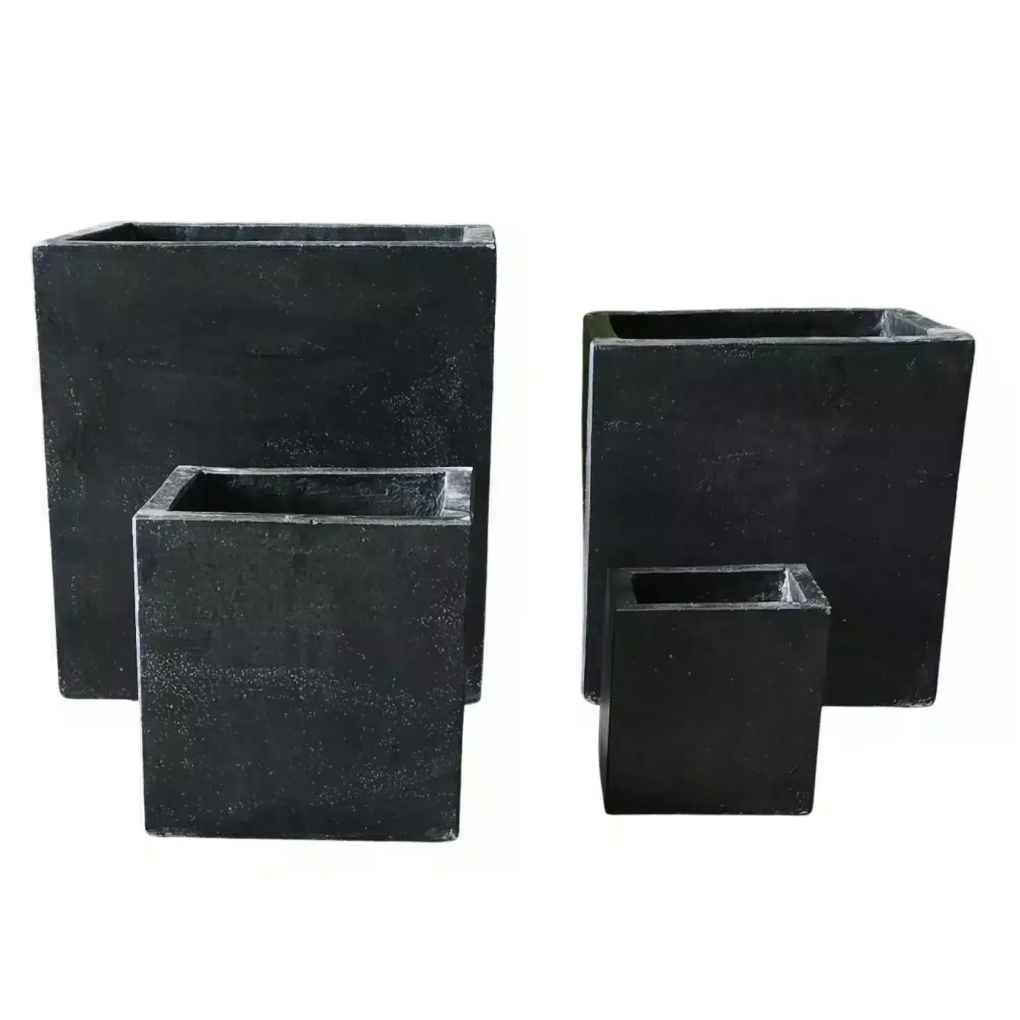 Modern Black Terrazzo Square Planters (Set of 4) Bulk Set Savings view 2