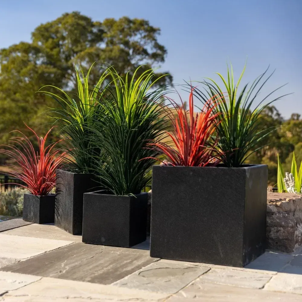 Modern Black Terrazzo Square Planters (Set of 4) Bulk Set Savings view 5