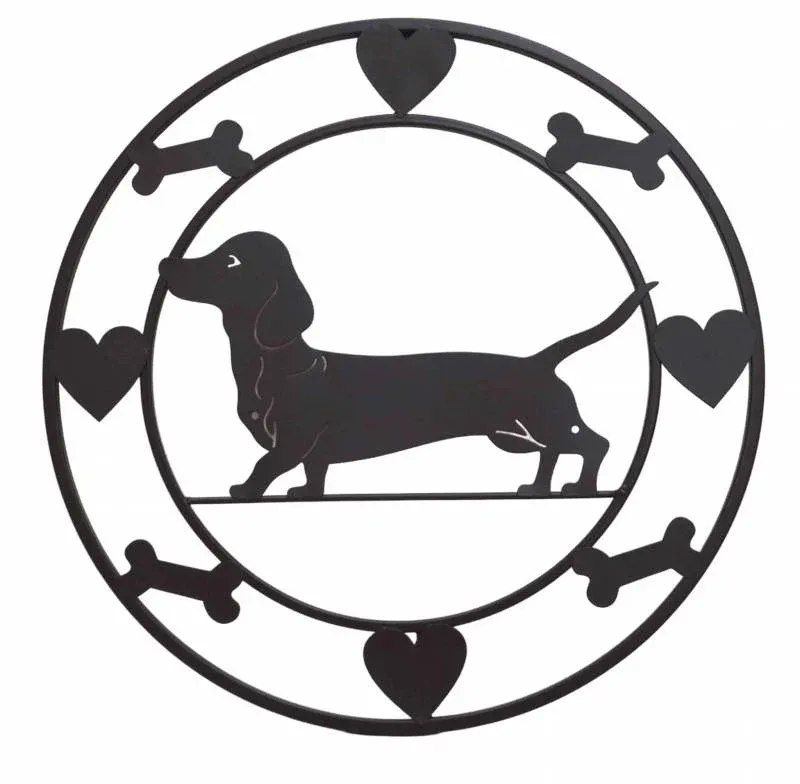 Round Dachshund Metal Wall Art 40cm