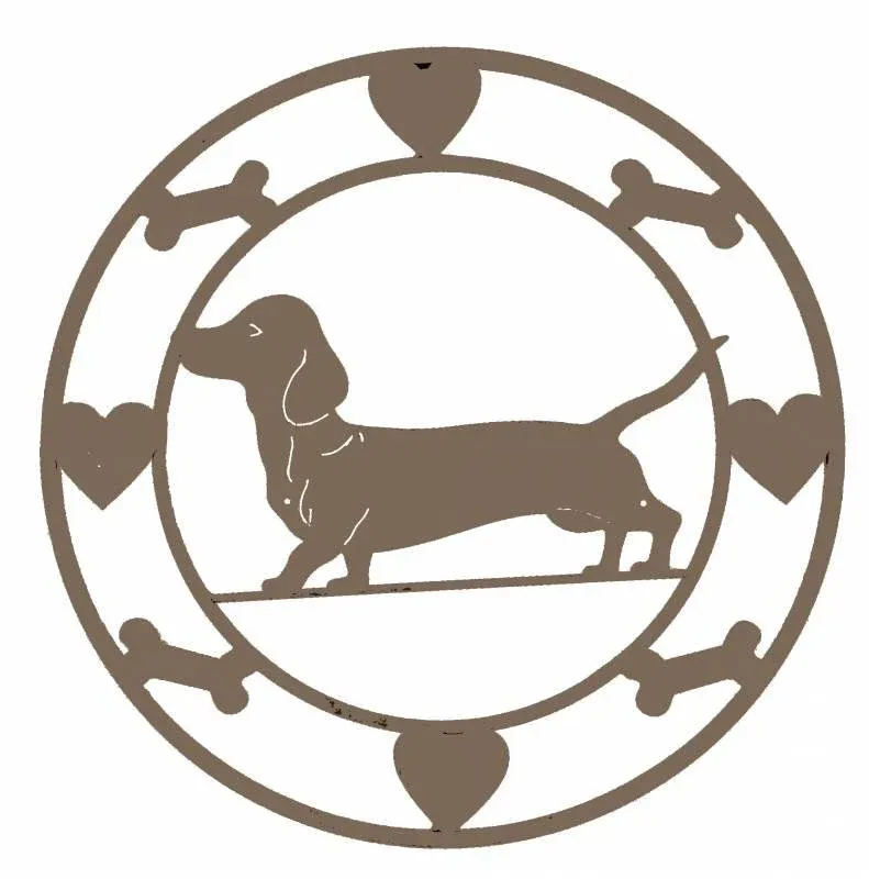 Round Dachshund Metal Wall Art 40cm view 2