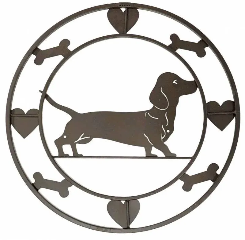 Round Dachshund Metal Wall Art 40cm view 3