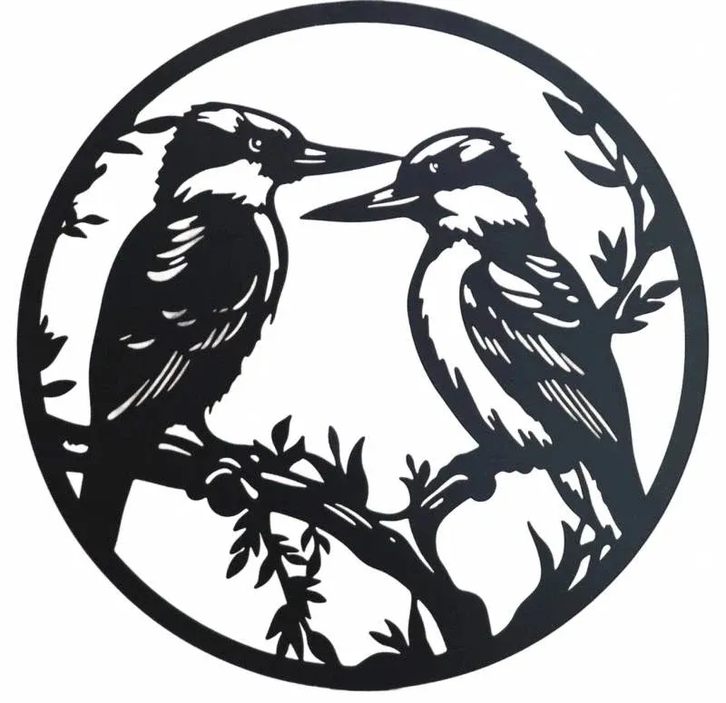 Round Happy Kookaburra Metal Wall Art 40cm