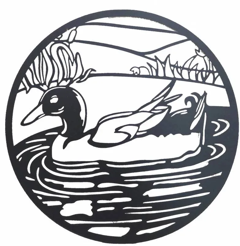 Round Friendly Duck Metal Wall Art 60cm