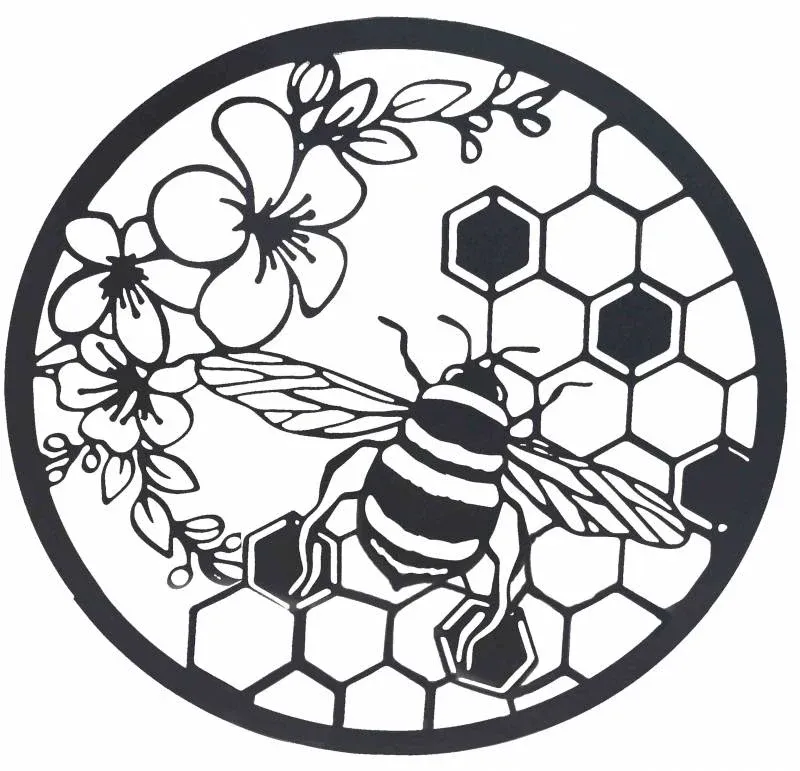 Beehive Producing Honey Metal Wall Art 60cm