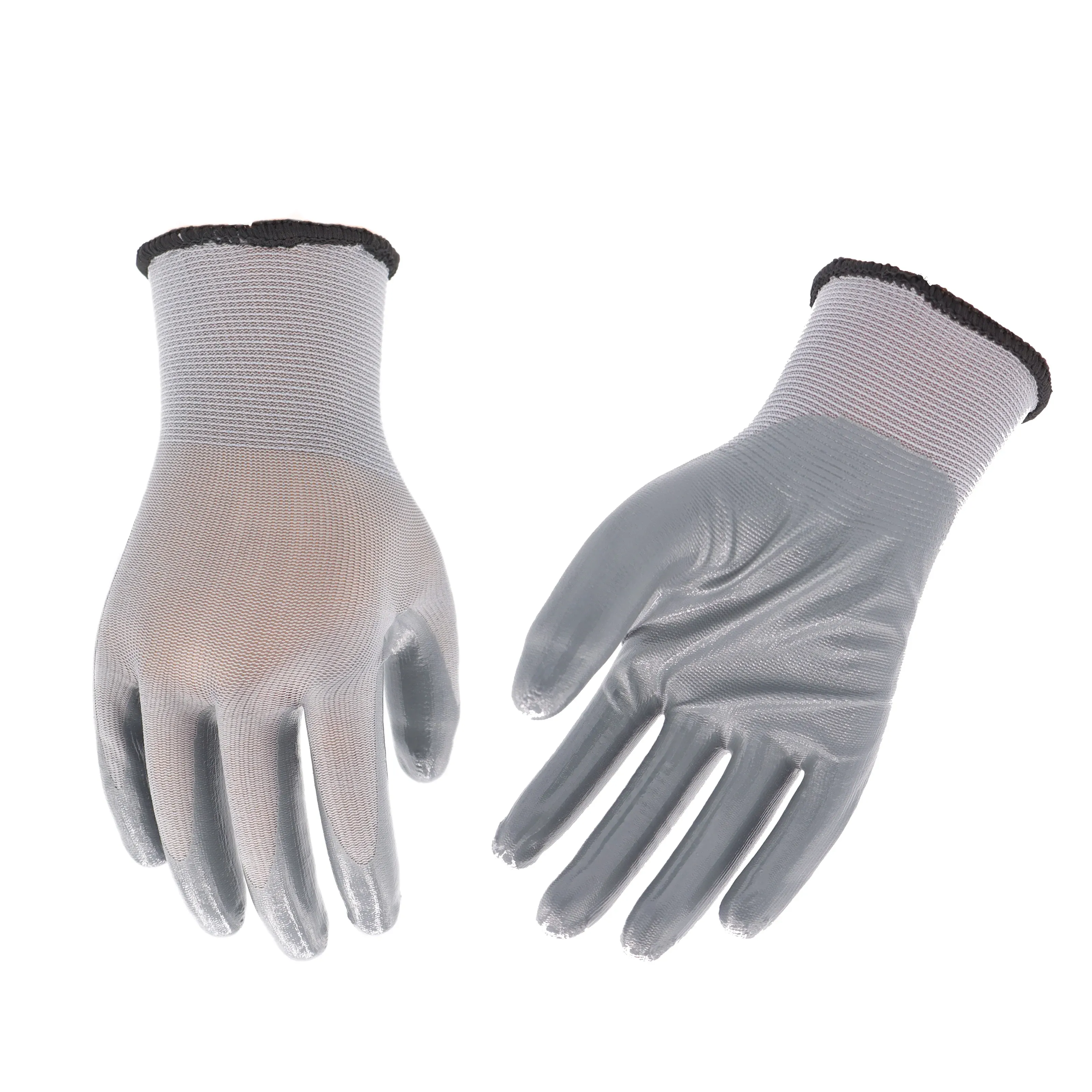 bulk 24 Grey Nitrile Garden Gloves Coated 2 Sizes Assort
