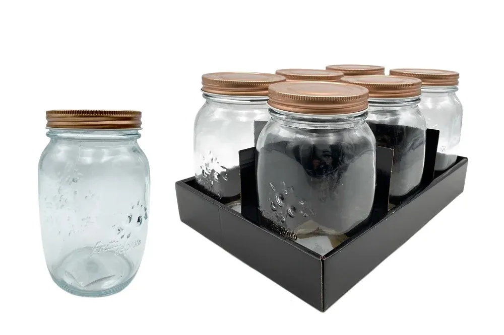 bulk 18 Glass Jar w Metal Lid 1000ml Canister 16cm