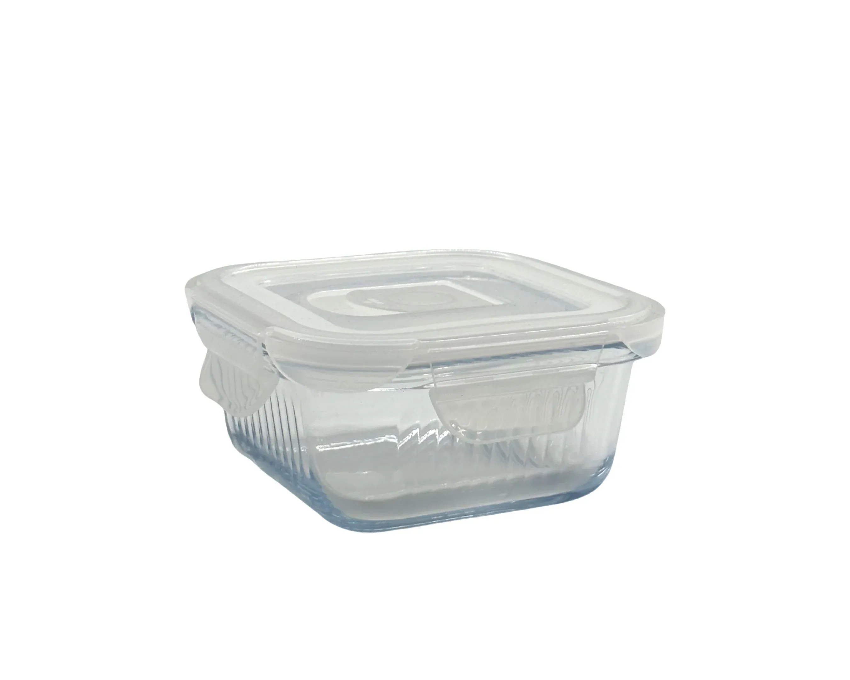 bulk 24 Borosilicate Glass Container W Lid Square 320ml 12x7cm