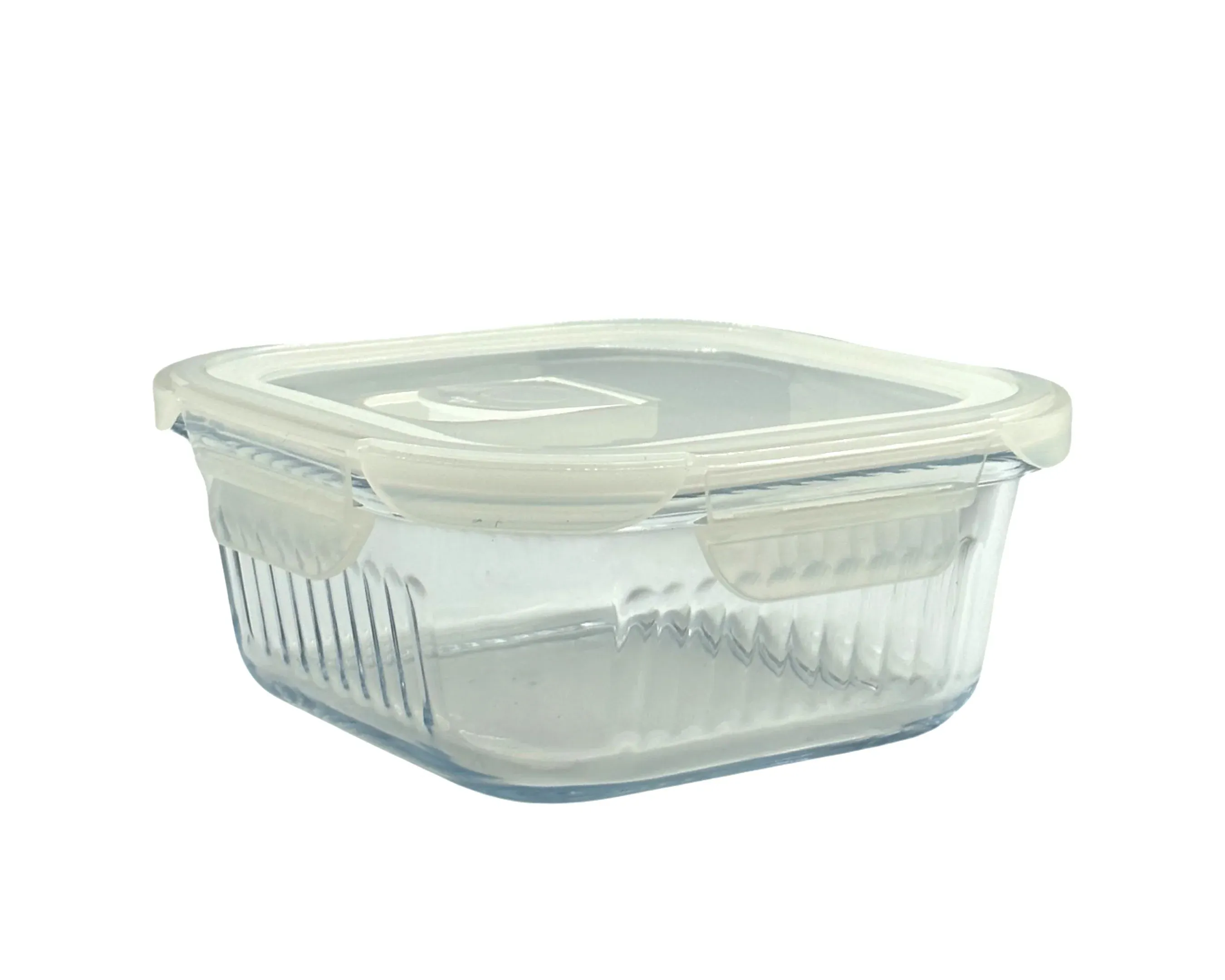 bulk 12 Borosilicate Glass Container W Lid Square 800ml 16x8cm