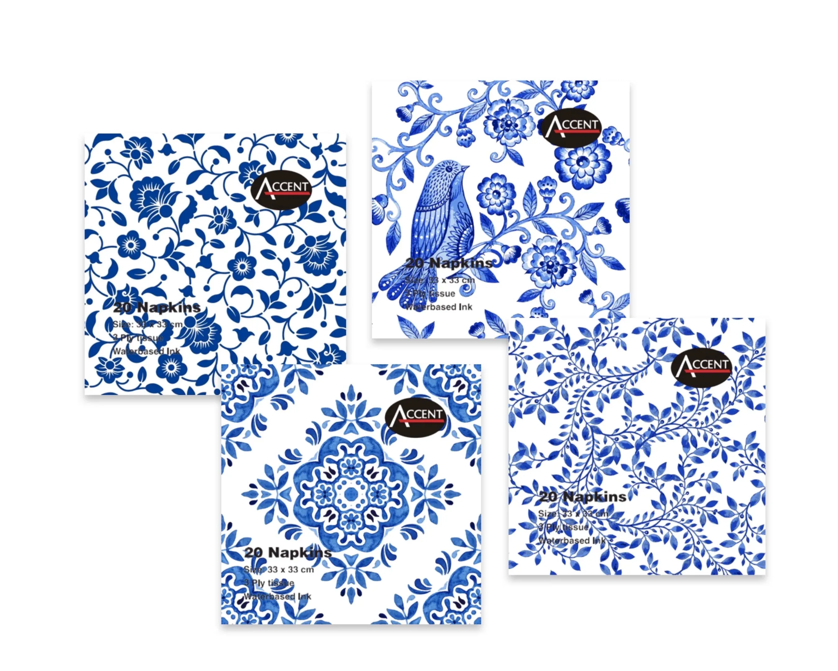bulk 960 3Ply Napkin All About Blue Assort 33cm