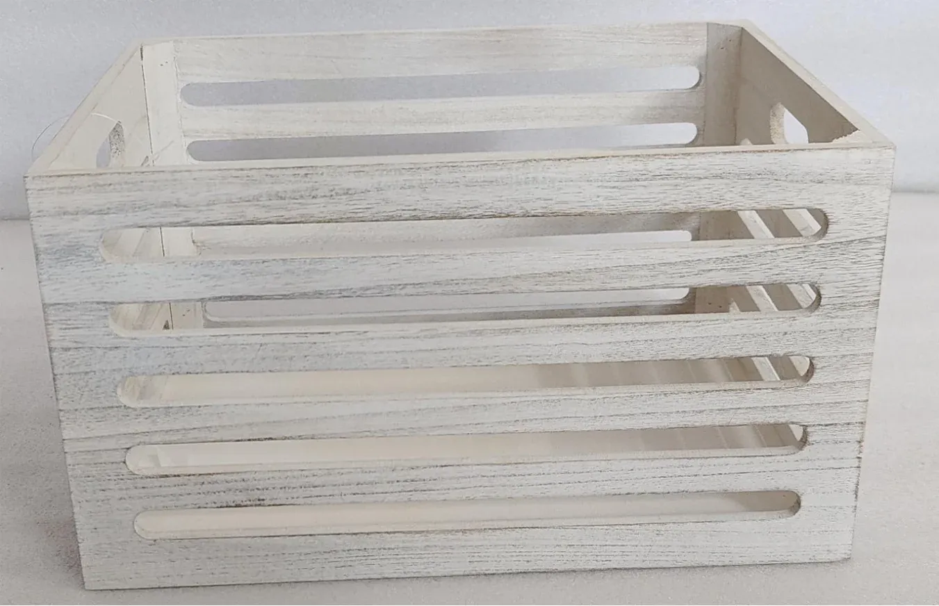 Wood Crates White Wash 40x22cm