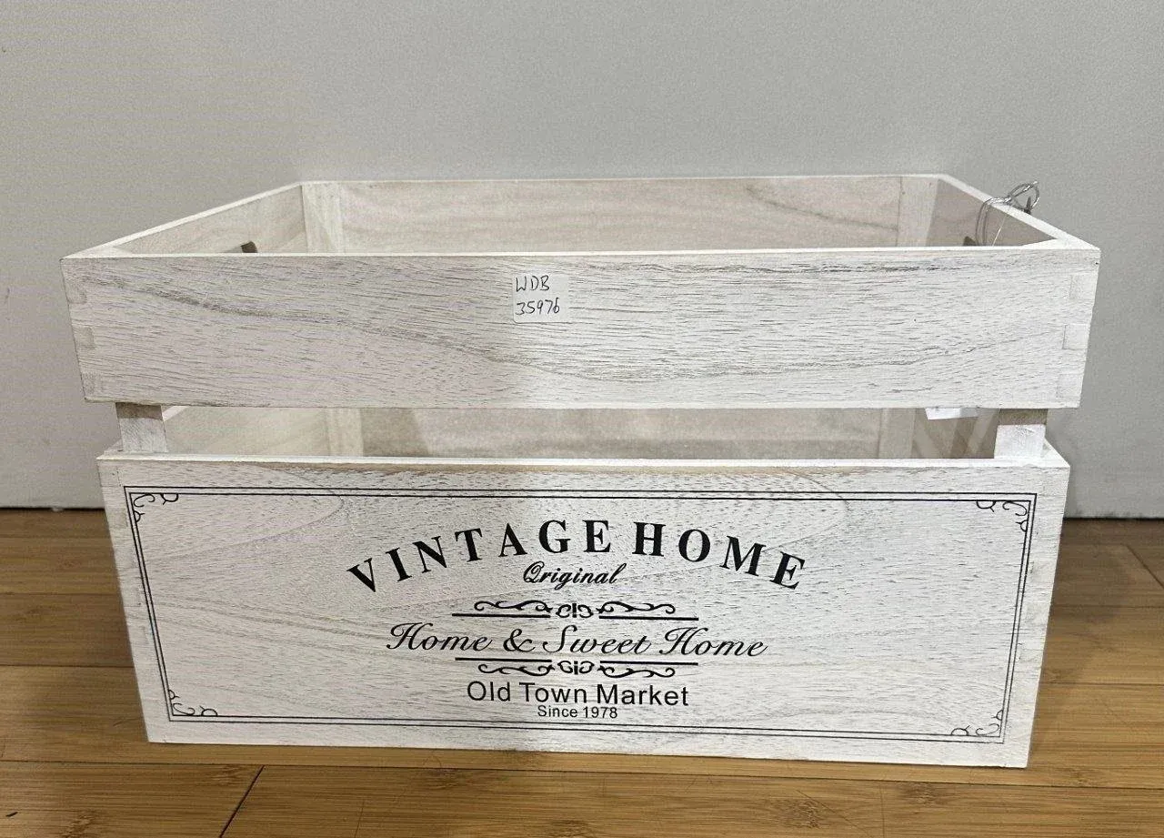 Vintage Home Wood Crates White Wash 40x22cm view 2