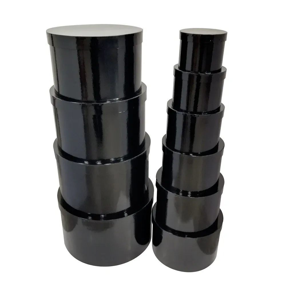 bulk 2 Round Gift Box Set 10 Assort Sizes Black