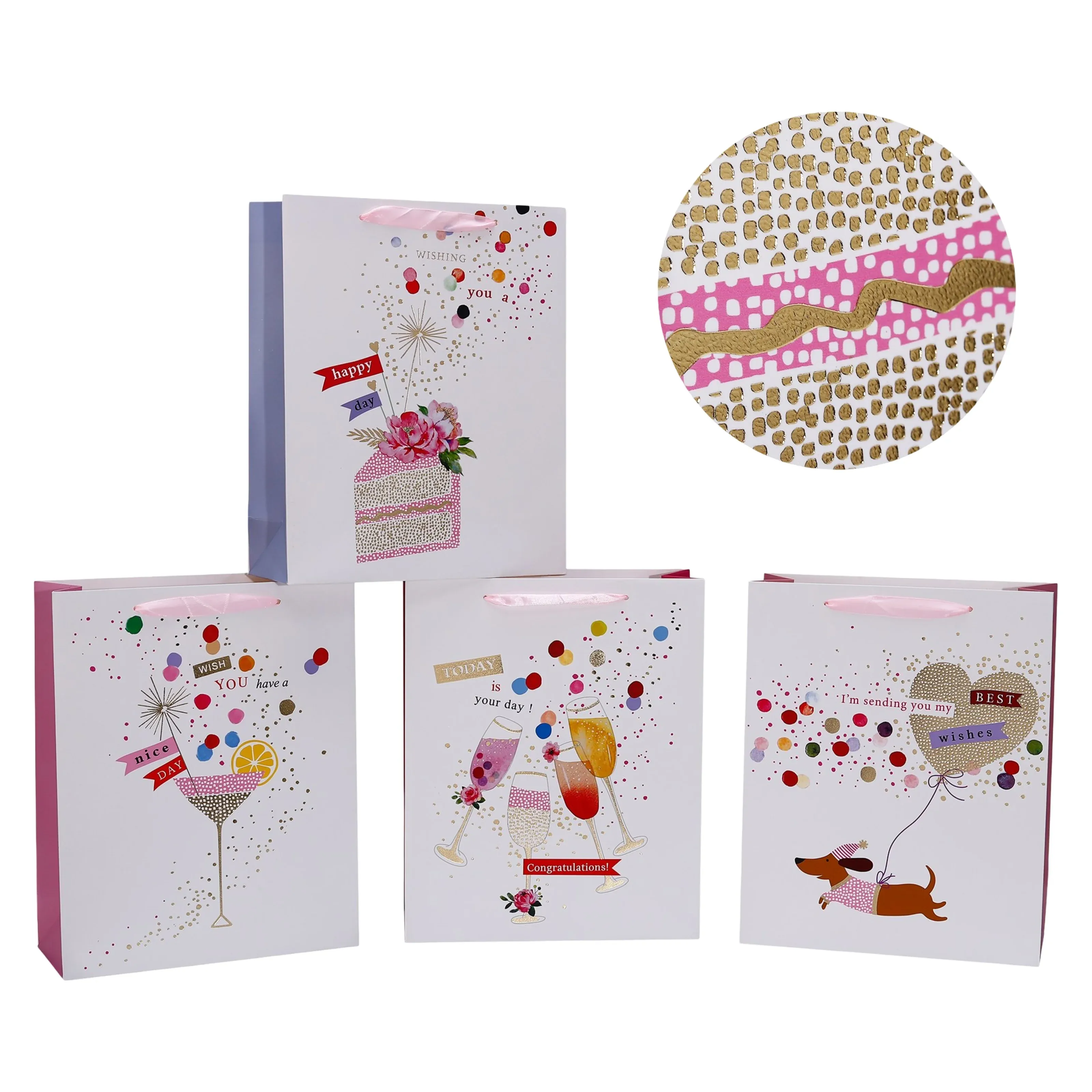 bulk 24 Large Festive Cheers Gift Bag Assort 26x32cm