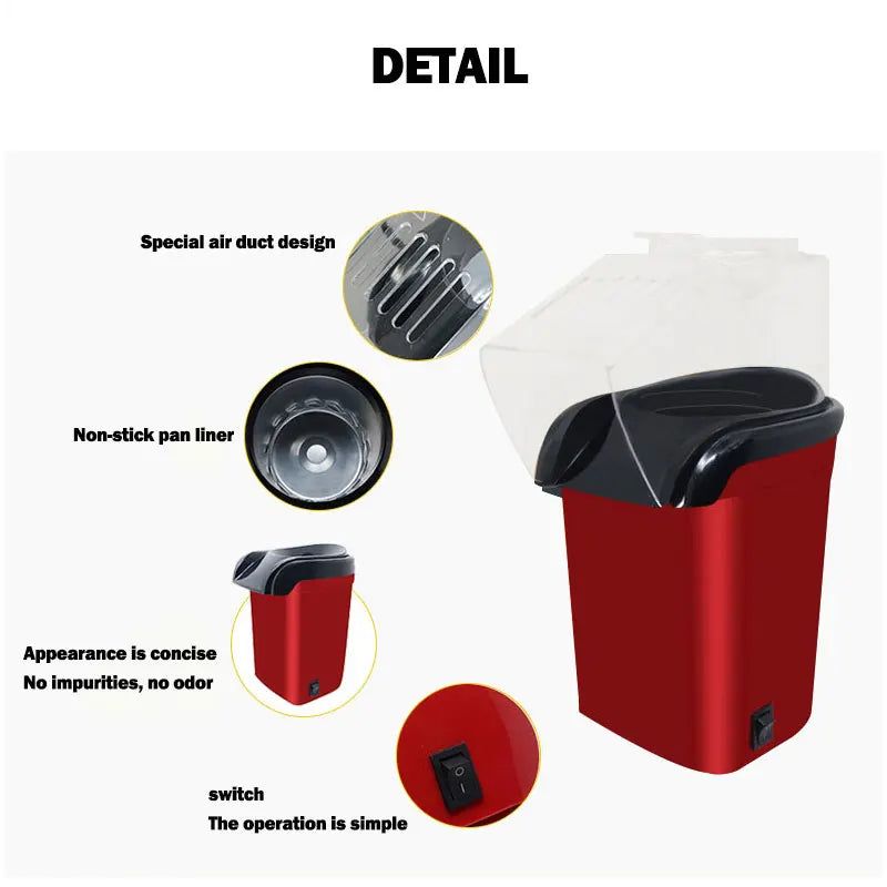 Automatic Hot Air Pop Corn Maker Machine view 3
