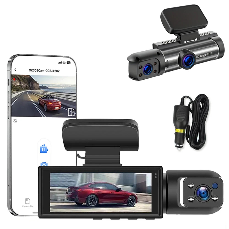 1080P WiFi Dual Lens Dash Cam Front Rear Car DVR view 2