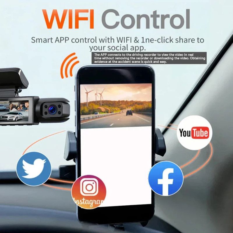 1080P WiFi Dual Lens Dash Cam Front Rear Car DVR view 7