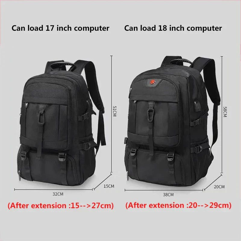 80L Mens Travel Backpack Waterproof Black view 4
