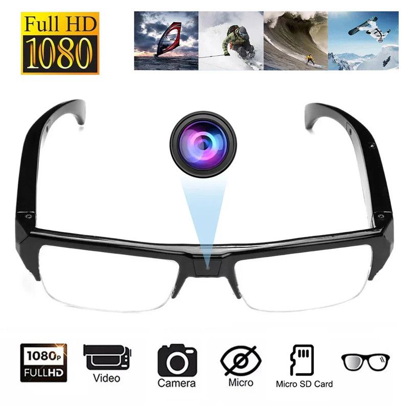 1080P HD Mini Camera Glasses Wearable DVR Video Recorder Black view 2