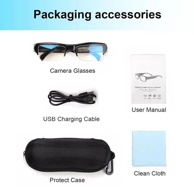 1080P HD Mini Camera Glasses Wearable DVR Video Recorder Black view 3