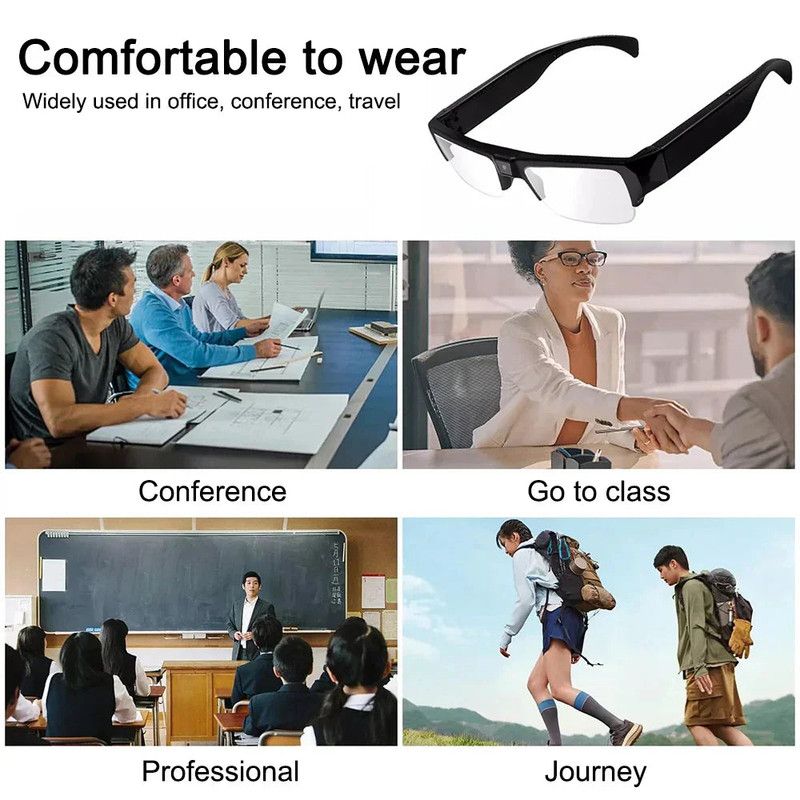 1080P HD Mini Camera Glasses Wearable DVR Video Recorder Black view 6