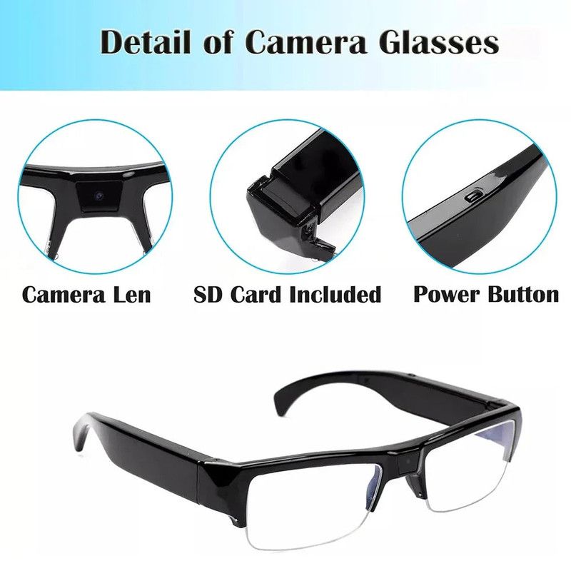 1080P HD Mini Camera Glasses Wearable DVR Video Recorder Black view 7