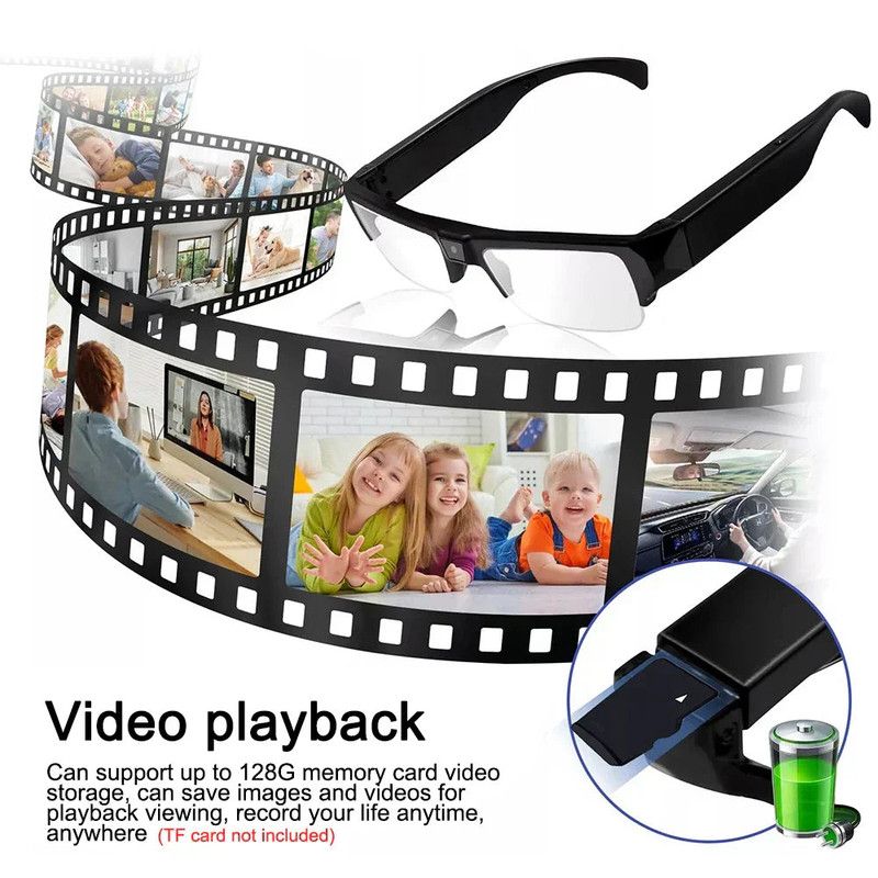 1080P HD Mini Camera Glasses Wearable DVR Video Recorder Black view 8