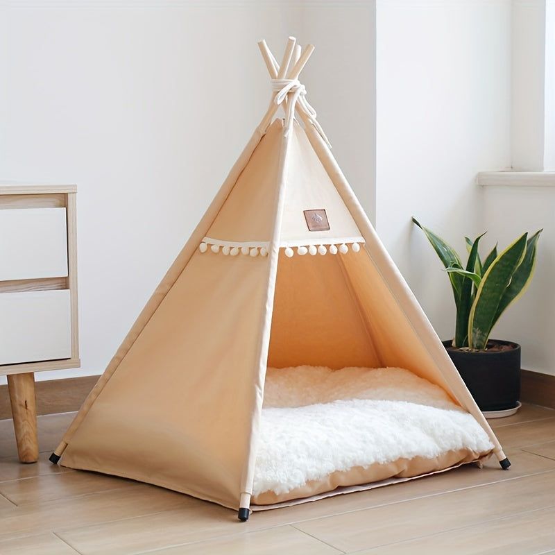 Linen Pet Teepee Bed view 2