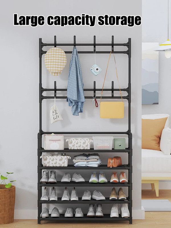 Stainless Steel Coat & Shoe Rack (8-Hook 5-Tier) view 6