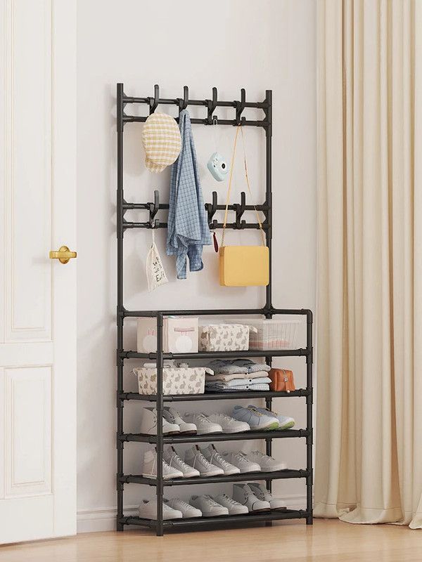 Stainless Steel Coat & Shoe Rack (8-Hook 5-Tier) view 7